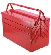 Metal Tool Box – Heavy Duty Steel Tool Case with Handle and Trays for Organising Hand Tools, Ideal for Mechanics, Electricians and Contractors